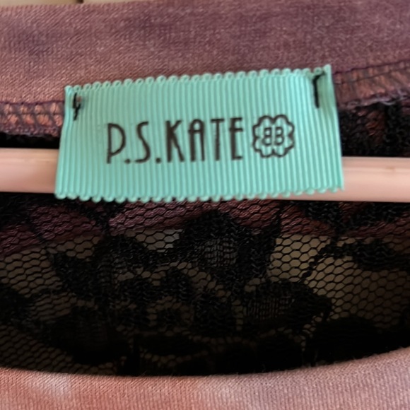 Purple Tye Dye w black lace slashed back cut outs PS Kate Sz Medium - Picture 4 of 5